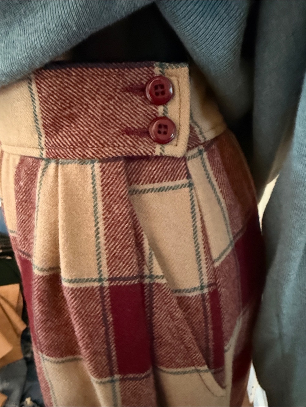 Vintage Pendleton 100% Virgin Wool Buffalo Check Midi Skirt 26” Waist A-line USA - Picture 4 of 14